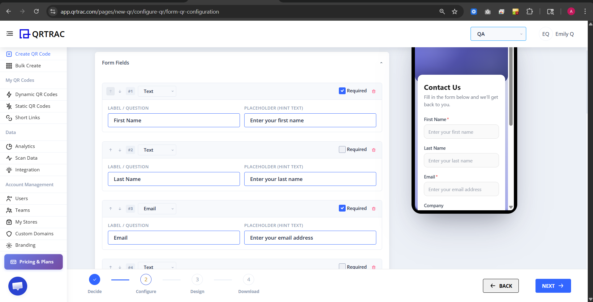 Form Fields Configuration