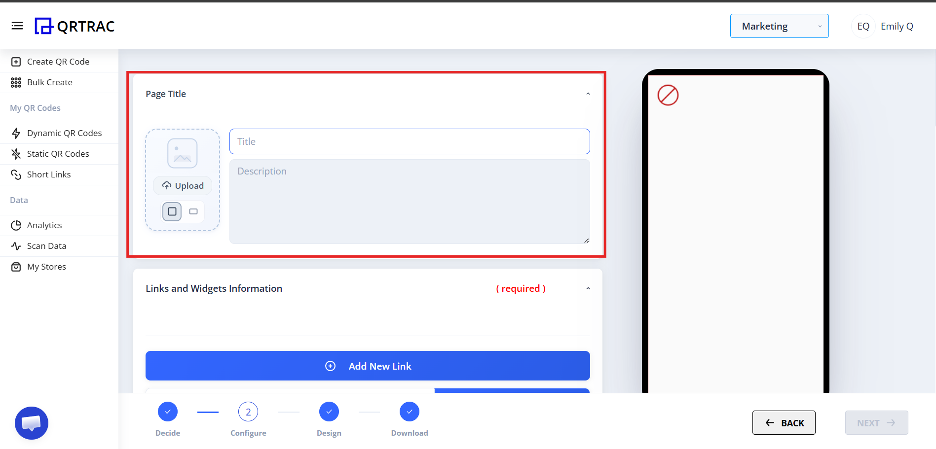 Page Title and Thumbnail section showing title, description, and image upload fields
